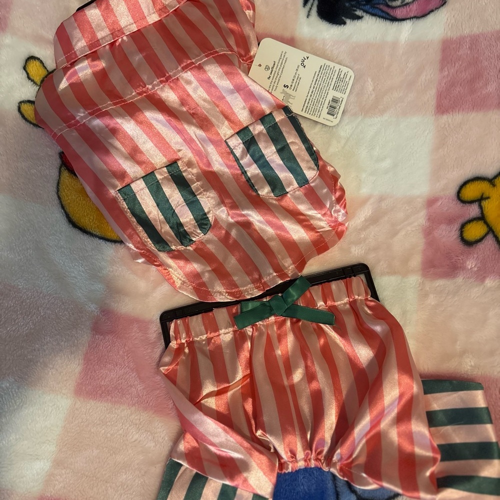 Striped Pink and Green Dog Pajamas